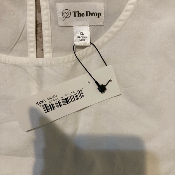NWT The Drop white 100% cotton, pleated sleeve crewneck top size XL. - Picture 5 of 9